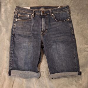 H&M Jean Slim Fit Shorts Men 36 Denim Cut Off Roll Up Cropped Cuffed